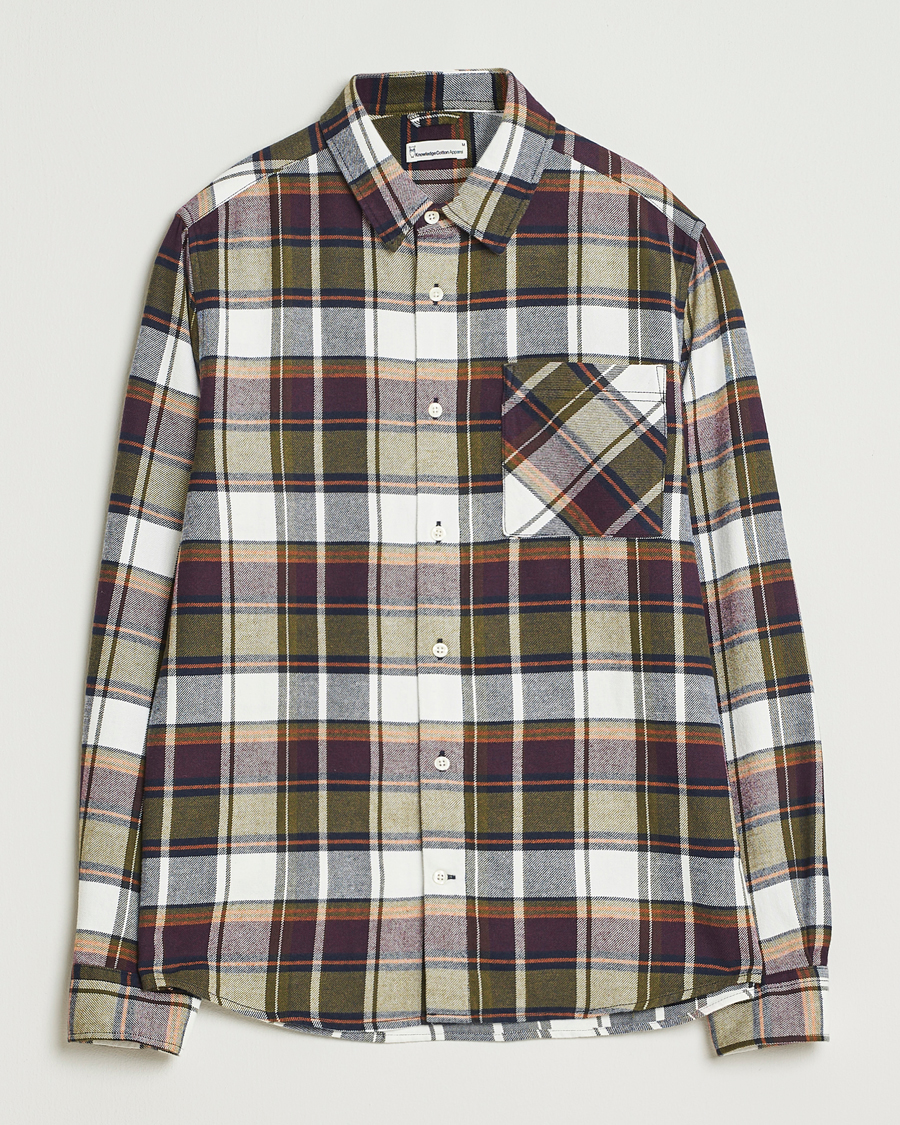 Homme | Chemises | KnowledgeCotton Apparel | Cotton Checked Flannel Shirt Green
