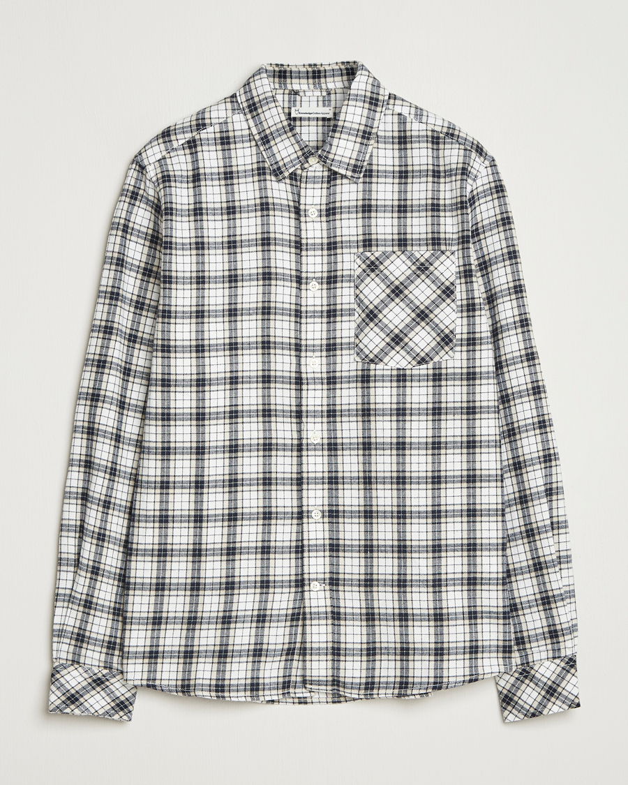 Homme | Chemises | KnowledgeCotton Apparel | Cotton Small Checked Flannel Shirt Blue