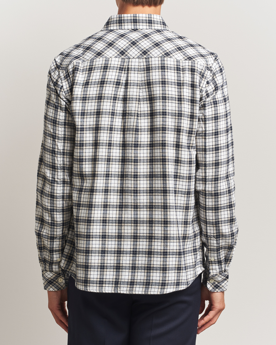 Homme | Chemises | KnowledgeCotton Apparel | Cotton Small Checked Flannel Shirt Blue