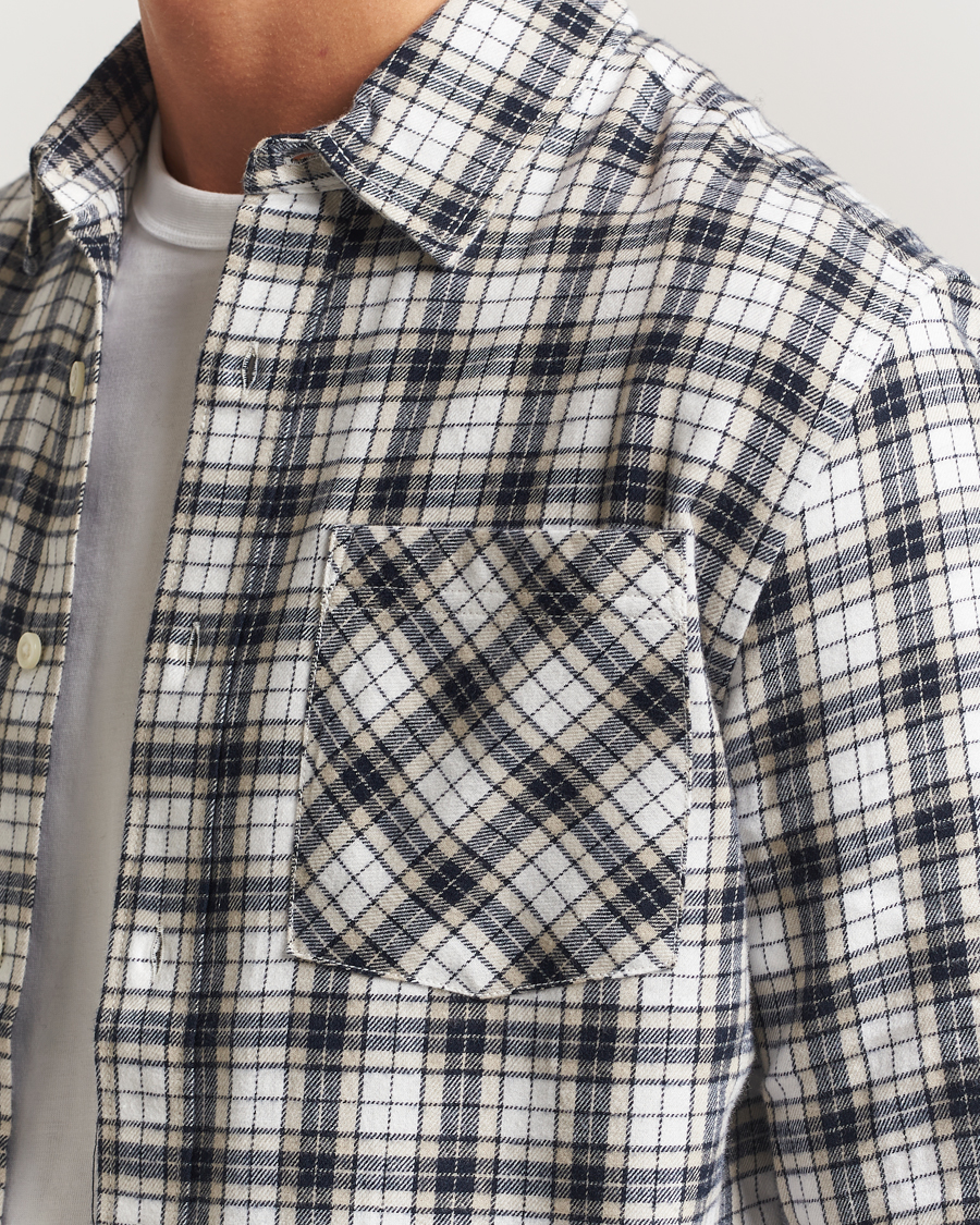 Homme | Chemises | KnowledgeCotton Apparel | Cotton Small Checked Flannel Shirt Blue