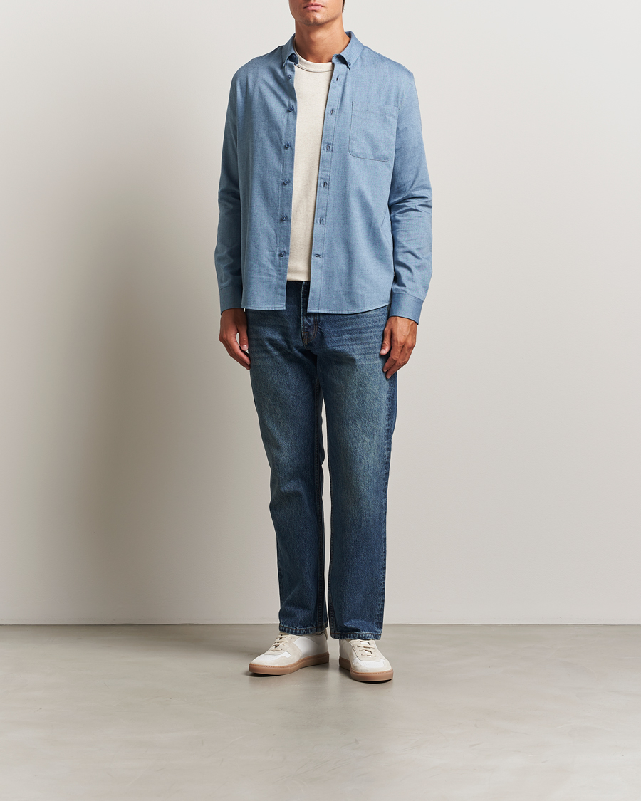 Homme | Chemises | KnowledgeCotton Apparel | Regular Fit Melange Flannel Shirt Denim