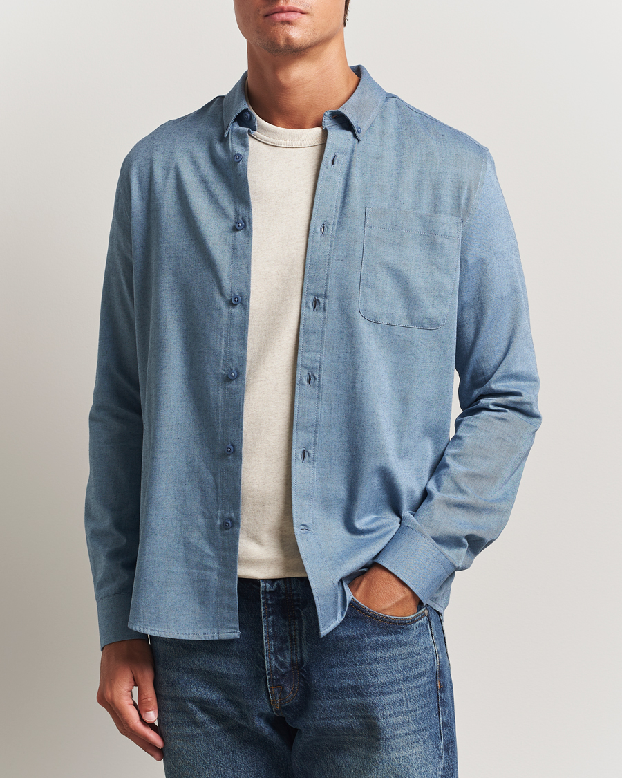 Homme | Chemises | KnowledgeCotton Apparel | Regular Fit Melange Flannel Shirt Denim