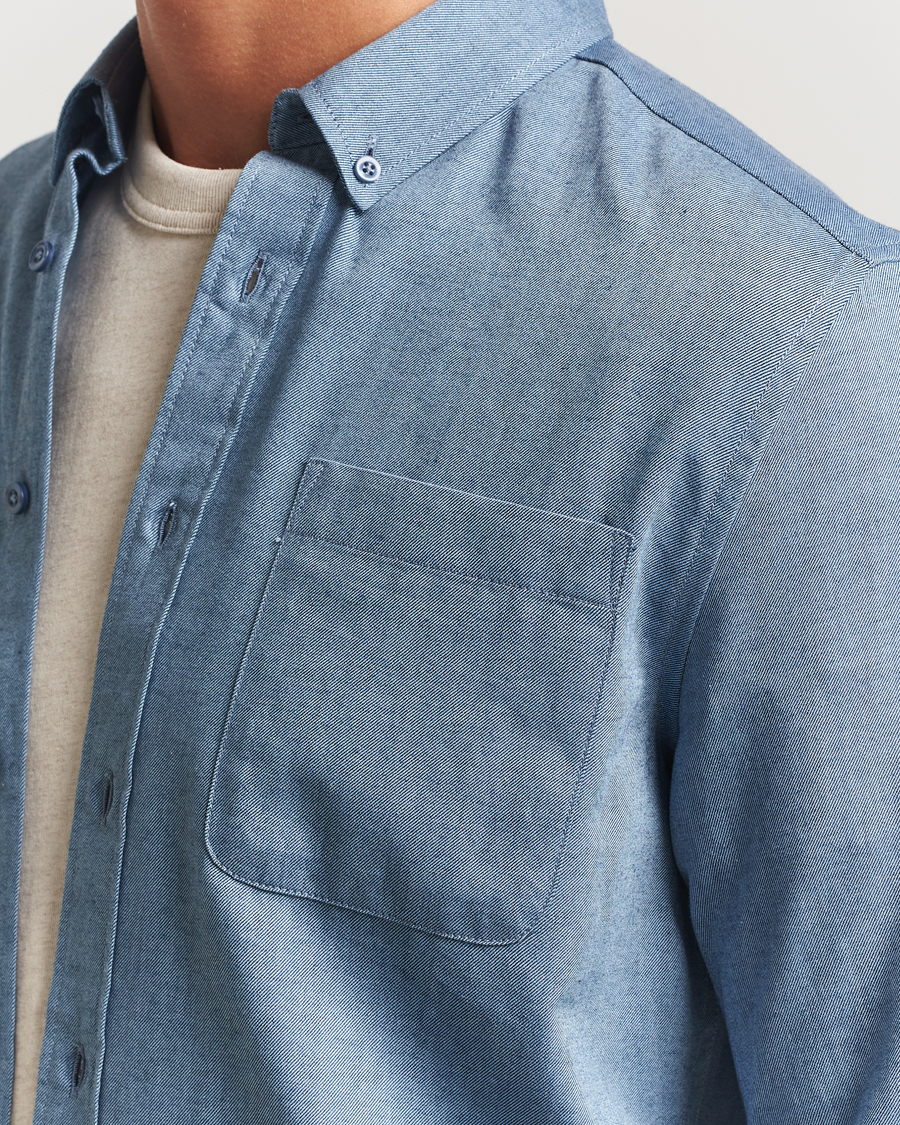 Homme | Chemises | KnowledgeCotton Apparel | Regular Fit Melange Flannel Shirt Denim