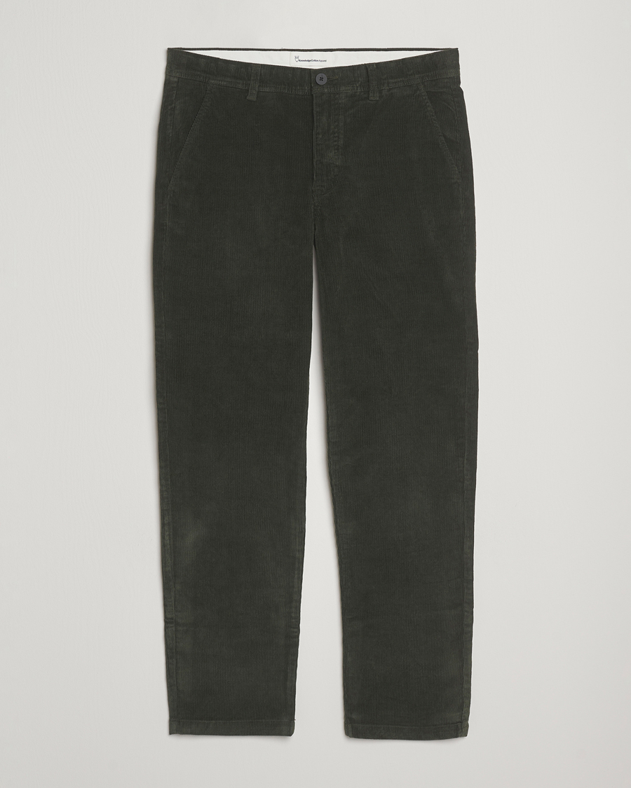 Homme | Pantalons | KnowledgeCotton Apparel | Chuck Regular Cord Trousers Olive