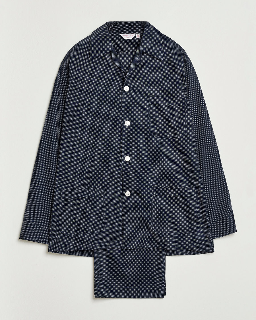 Heren | Pyjama's en gewaden | Derek Rose | Printed Cotton Pyjama Set Navy