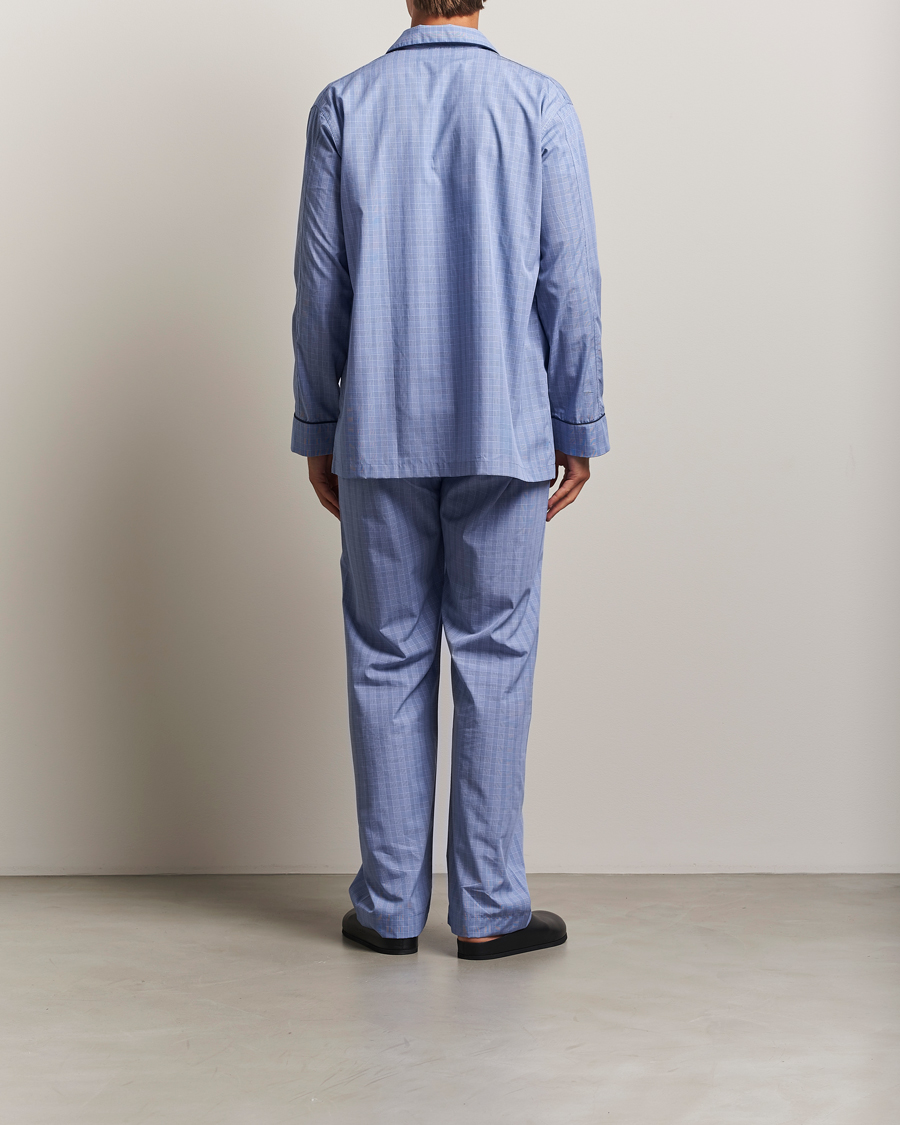 Homme | Peignoirs Et Pyjamas | Derek Rose | Piped Cotton Pyjama Set Light Blue