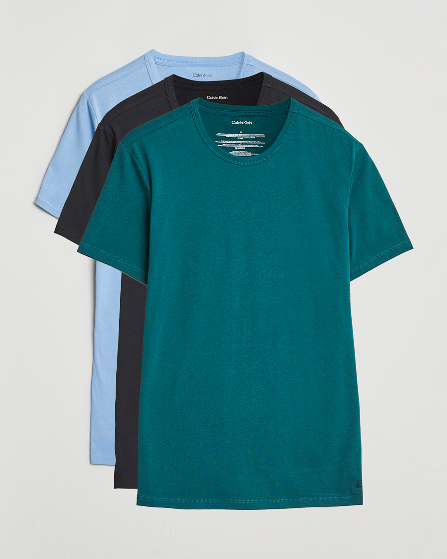 Homme | T-shirts | Calvin Klein | 3-Pack Cotton Stretch Crew Neck T-Shirt Black/Green/Blue