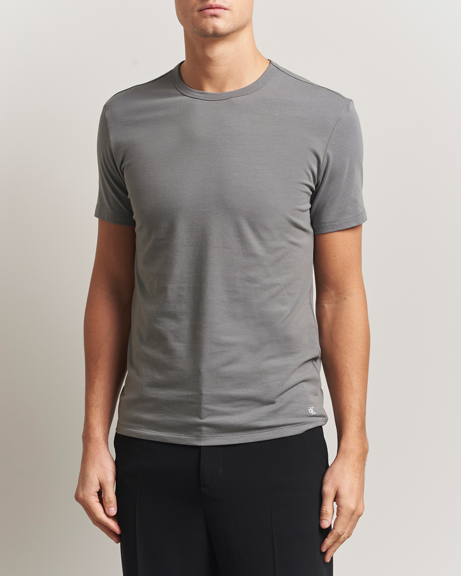 Homme | T-shirts | Calvin Klein | 3-Pack Cotton Stretch Crew Neck T-Shirt Grey/White/Blue