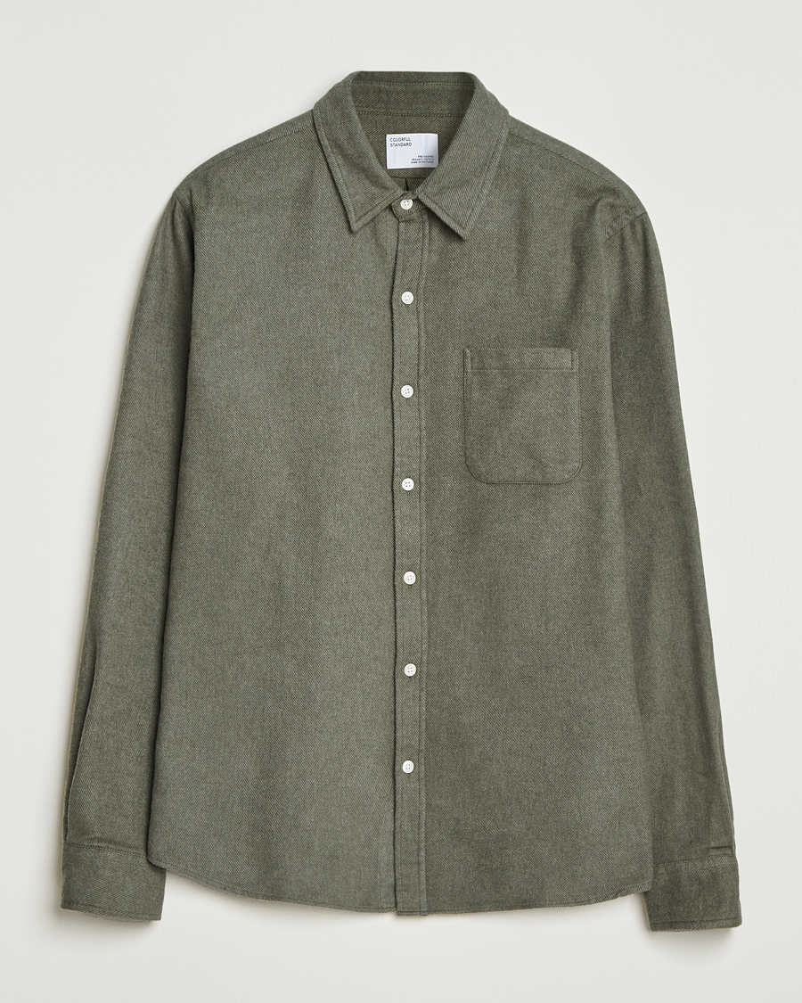 Homme | Chemises | Colorful Standard | Organic Flannel Shirt Dusty Olive