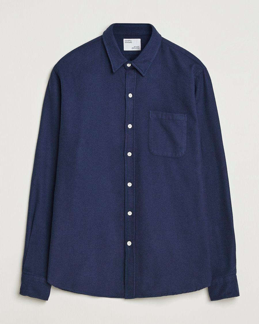 Homme | Chemises | Colorful Standard | Organic Flannel Shirt Navy Blue