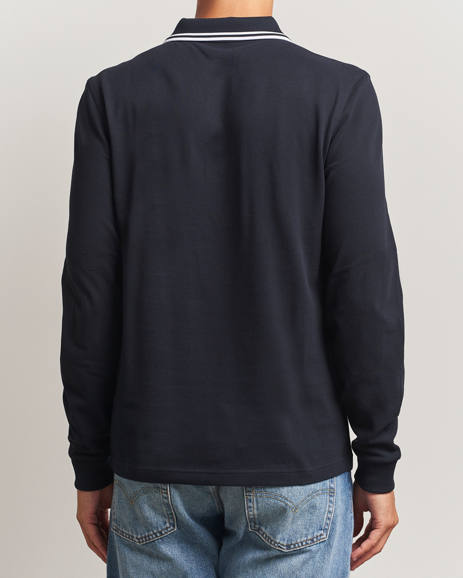 Homme | Polos | Fred Perry | Twin Tipped Long Sleeve Polo Shirt Navy