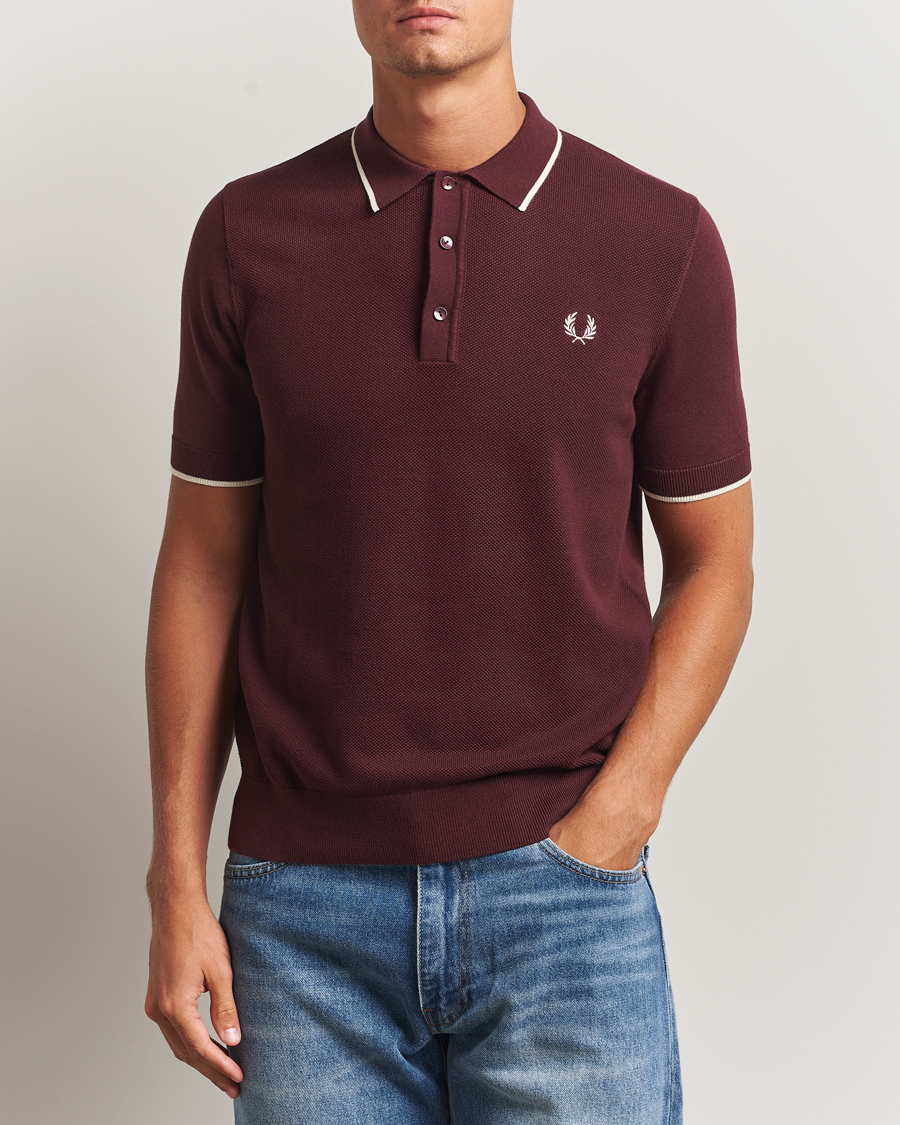 Heren | Polo's | Fred Perry | Pique Knitted Tipped Polo Oxblood