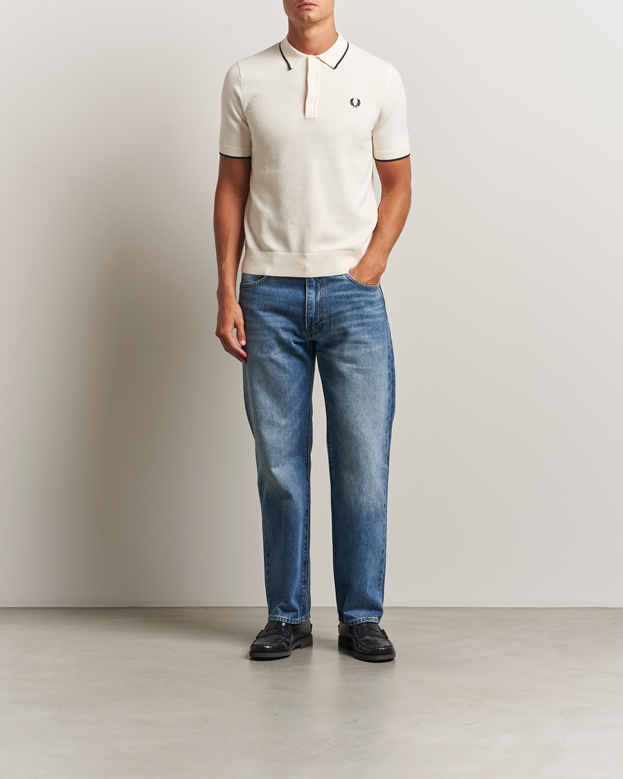 Homme | Polos | Fred Perry | Pique Knitted Tipped Polo Ecru