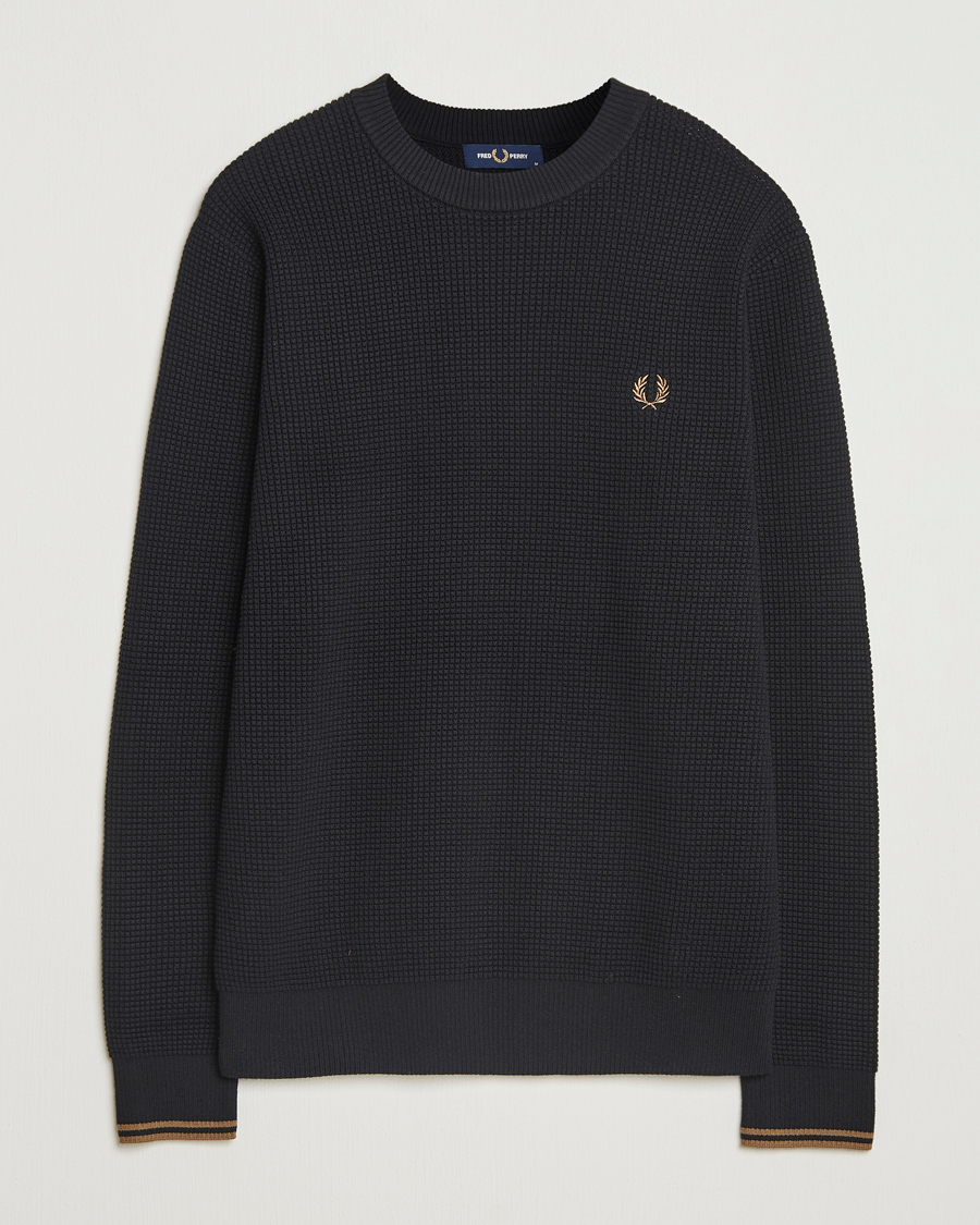 Homme | Pulls Et Tricots | Fred Perry | Waffle Stitch Jumper Black