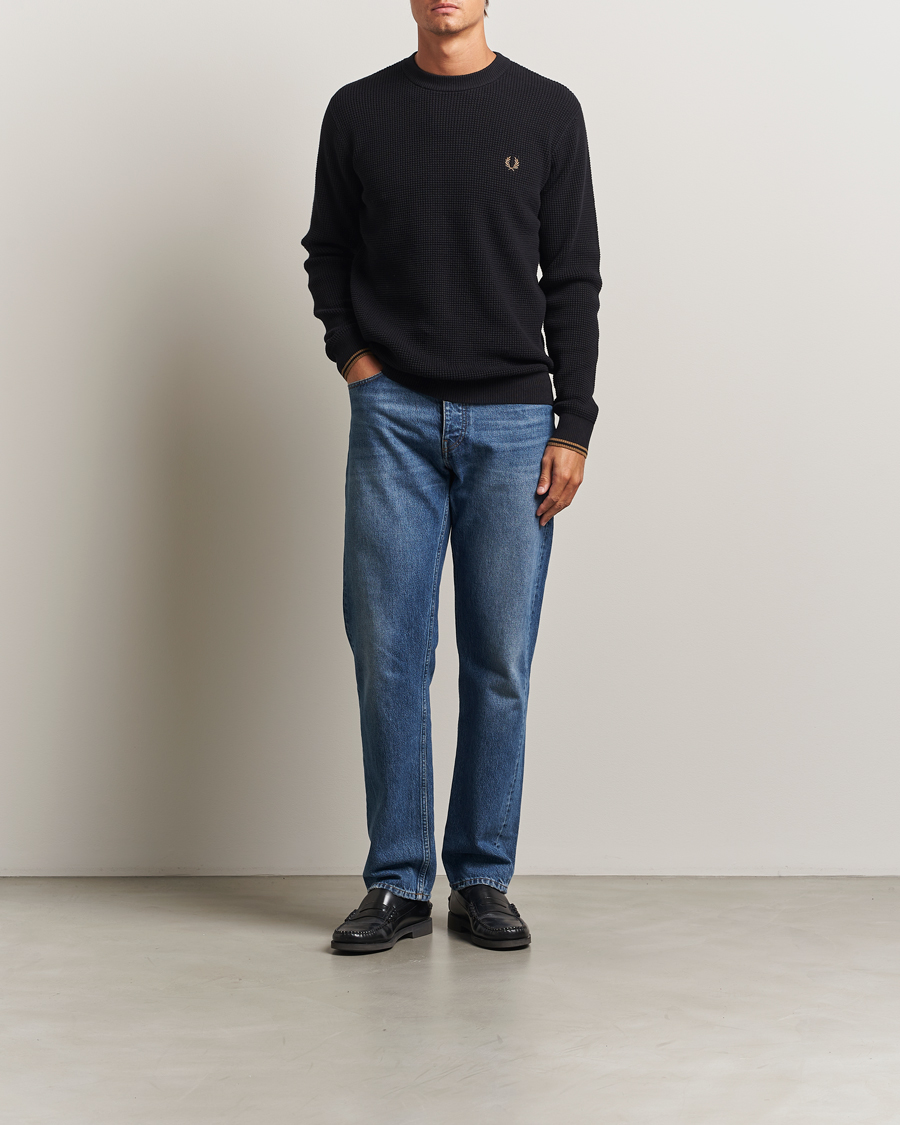 Homme | Pulls Et Tricots | Fred Perry | Waffle Stitch Jumper Black