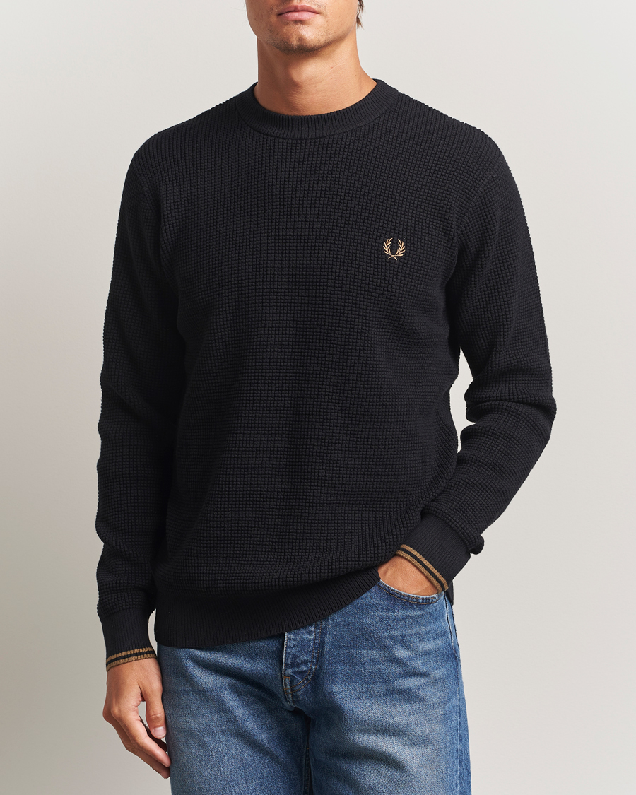 Homme | Pulls Et Tricots | Fred Perry | Waffle Stitch Jumper Black
