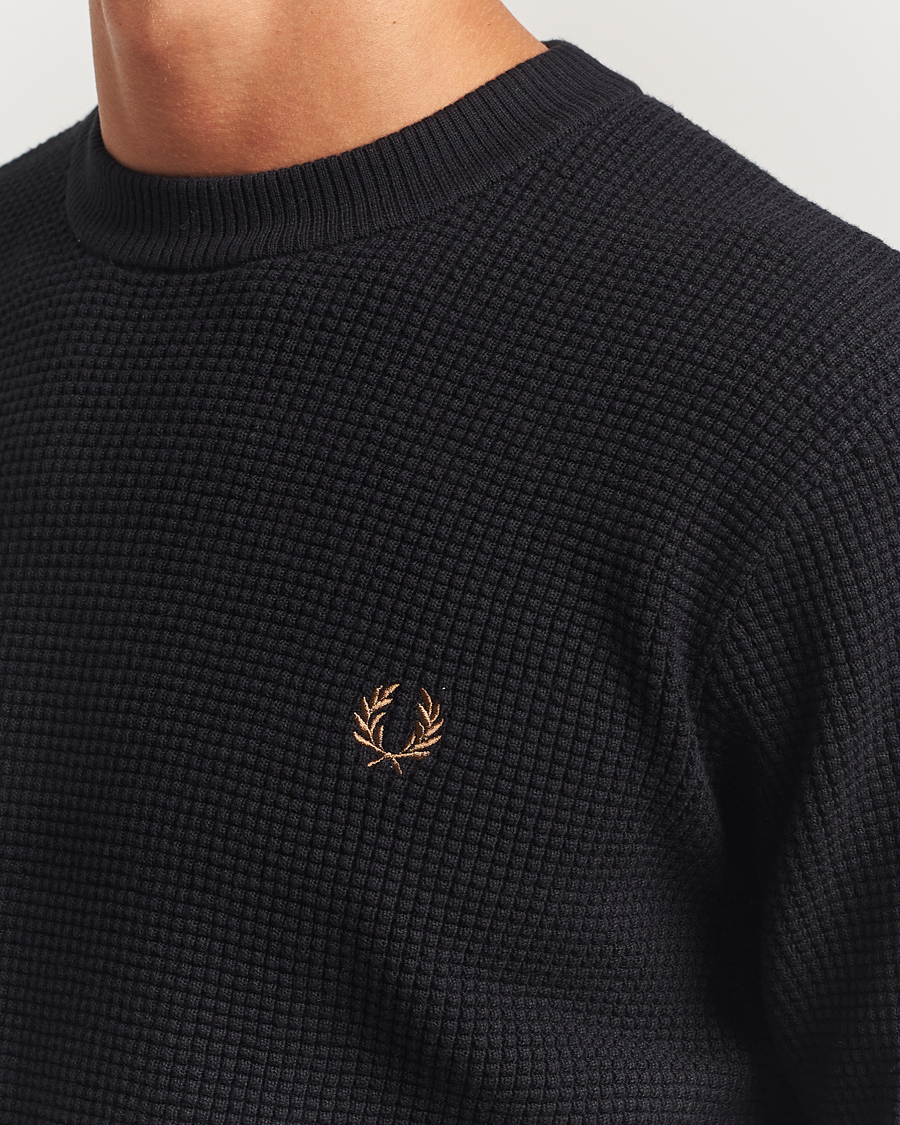 Homme | Pulls Et Tricots | Fred Perry | Waffle Stitch Jumper Black