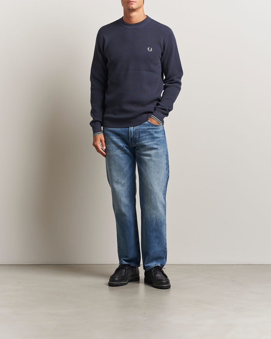 Homme | Pulls Et Tricots | Fred Perry | Waffle Stitch Jumper Dark Airforce