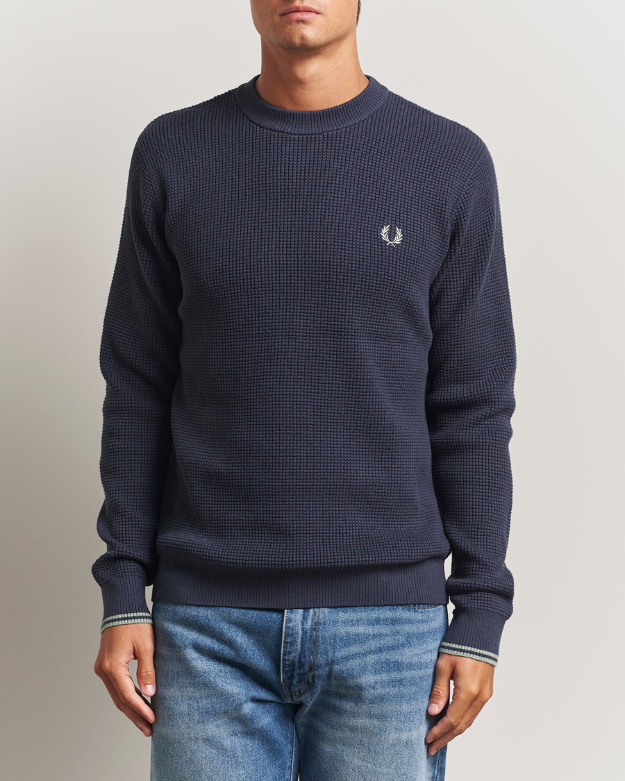 Homme | Pulls Et Tricots | Fred Perry | Waffle Stitch Jumper Dark Airforce