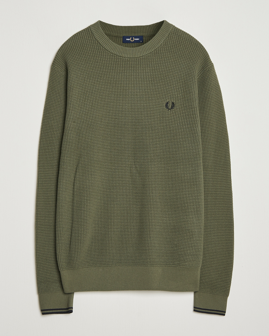 Homme | Pulls Et Tricots | Fred Perry | Waffle Stitch Jumper Laurel Green