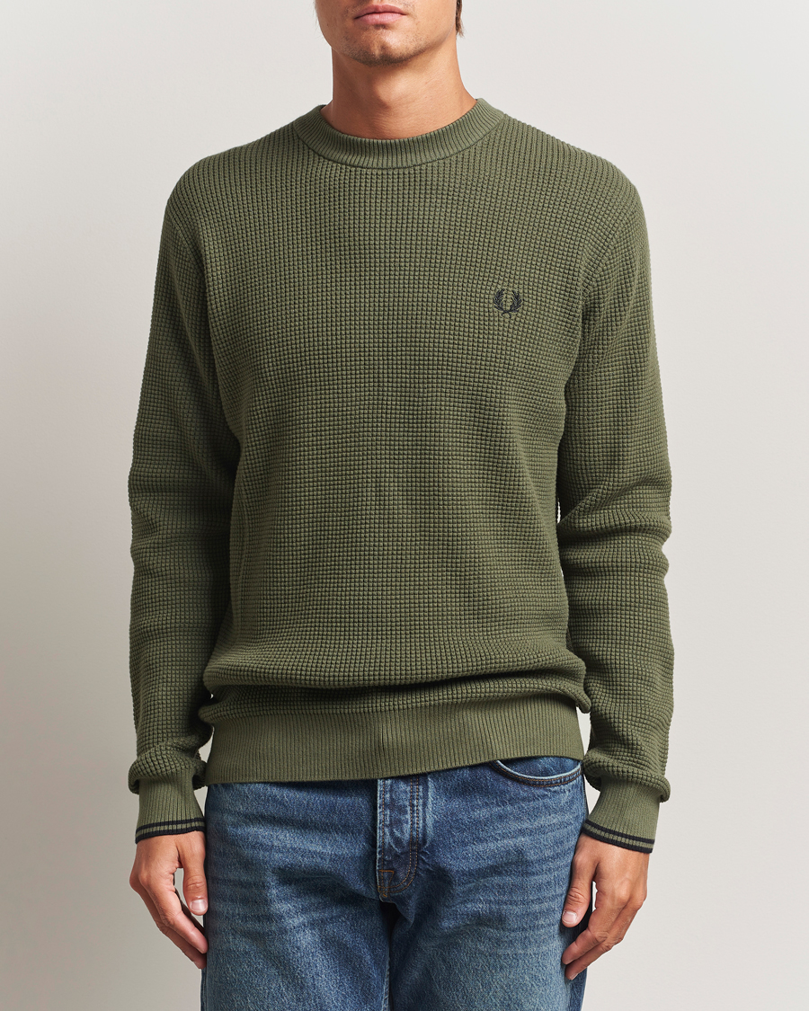 Homme | Pulls Et Tricots | Fred Perry | Waffle Stitch Jumper Laurel Green