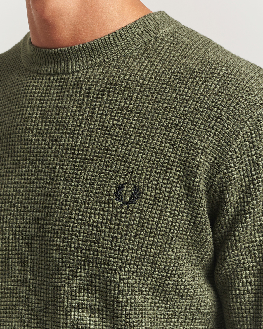 Homme | Pulls Et Tricots | Fred Perry | Waffle Stitch Jumper Laurel Green