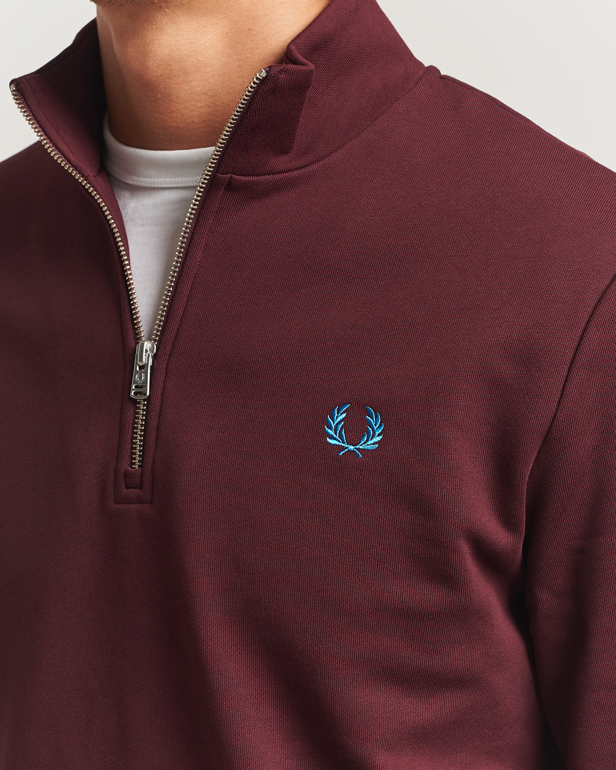 Homme | Pulls Et Tricots | Fred Perry | Half Zip Sweatshirt Oxblood