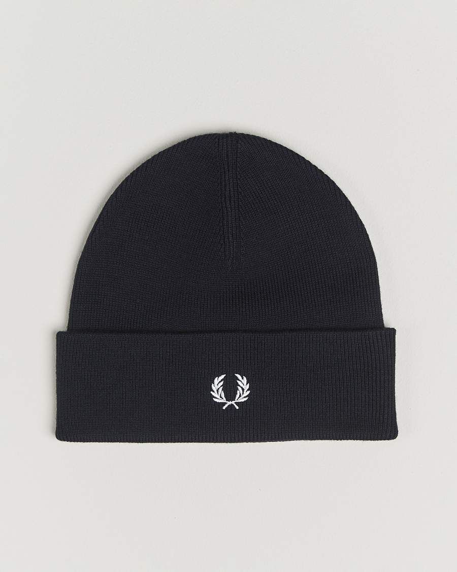 Homme | Bonnets | Fred Perry | Merino Wool Beanie Navy