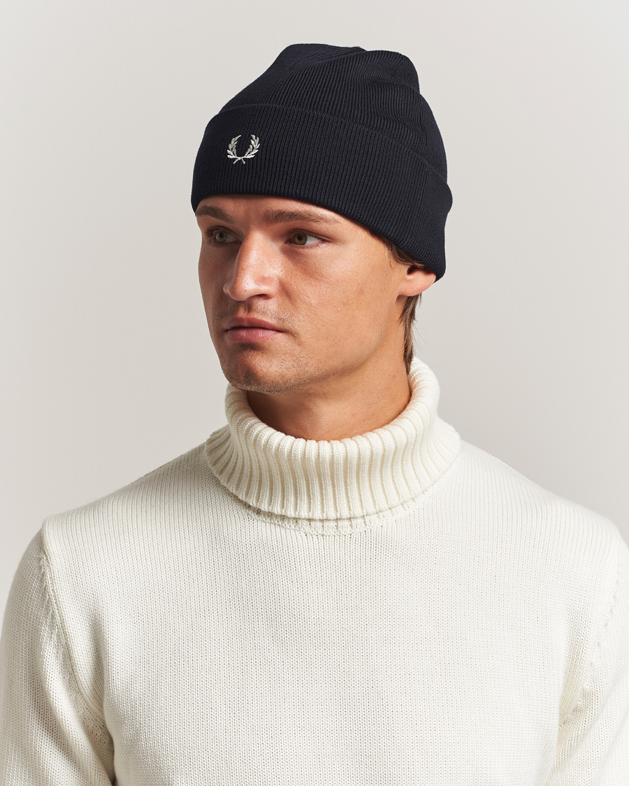 Homme | Bonnets | Fred Perry | Merino Wool Beanie Navy