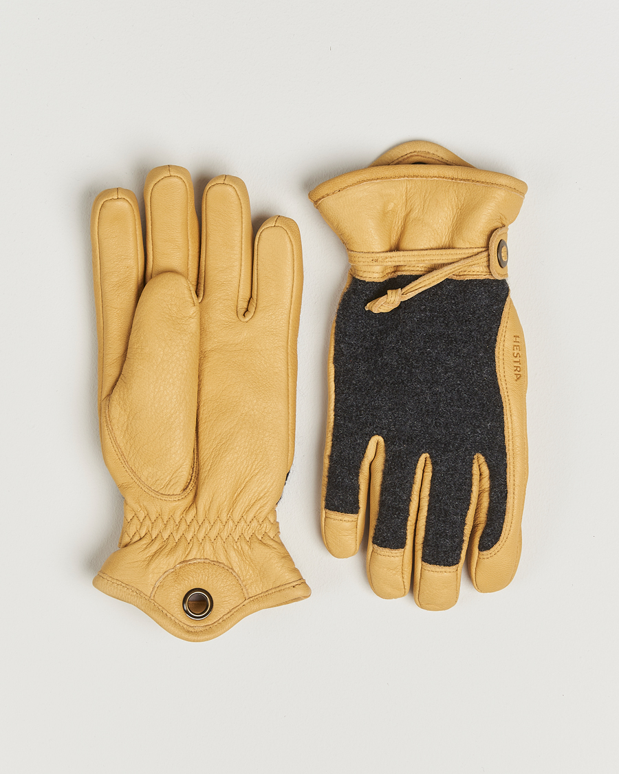 Homme | Gants | Hestra | Daniel Wool/Goat Leather Glove Charcoal/Tan