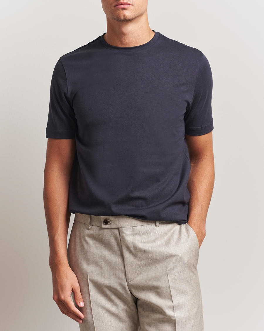 Homme | T-shirts | Stenströms | Supima Cotton T-Shirt Navy