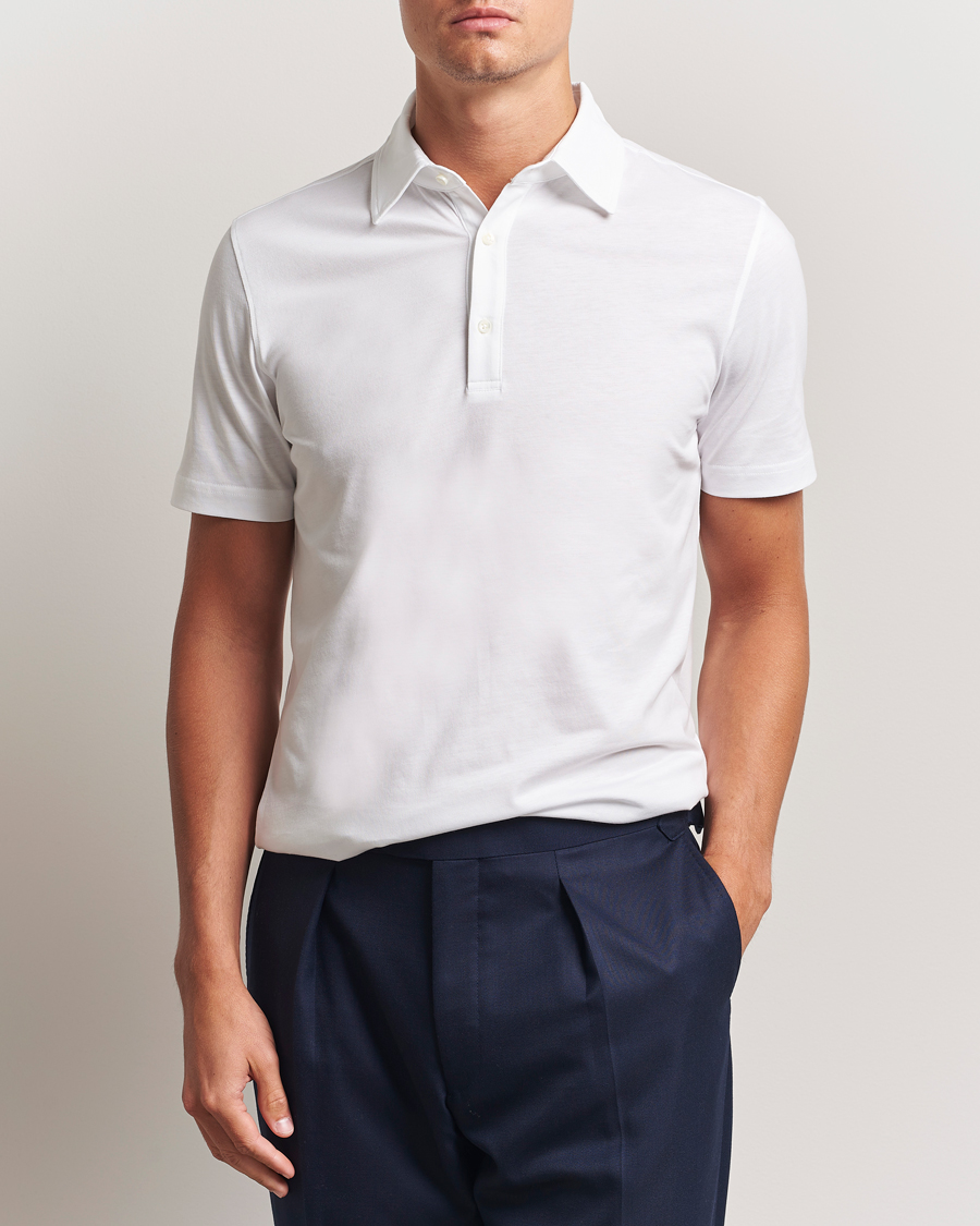 Homme | Polos | Stenströms | Supima Cotton Polo Shirt White