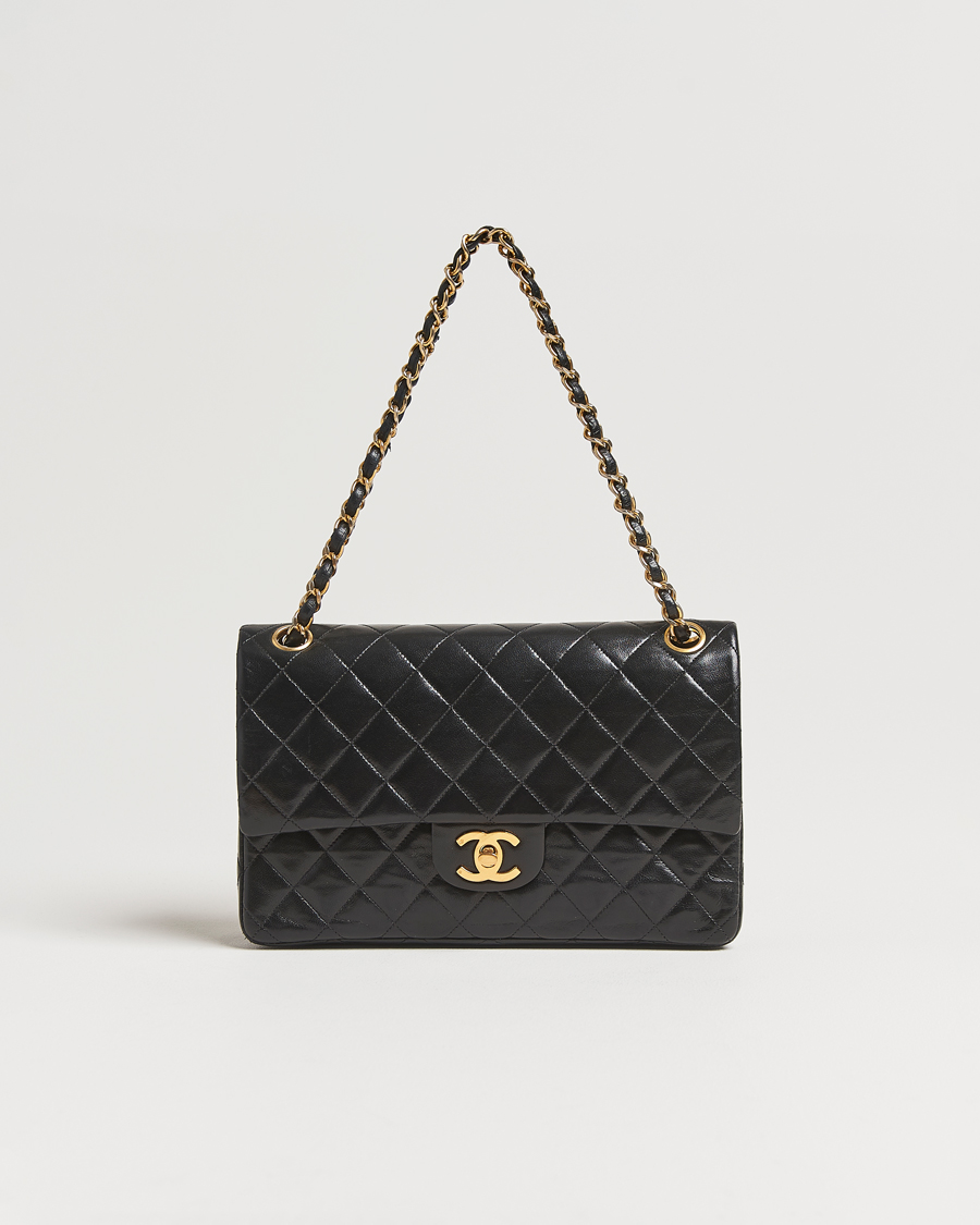 Homme | Gifts for Her | Chanel Pre-Owned | Classic Double Flap Medium Lambskin Black