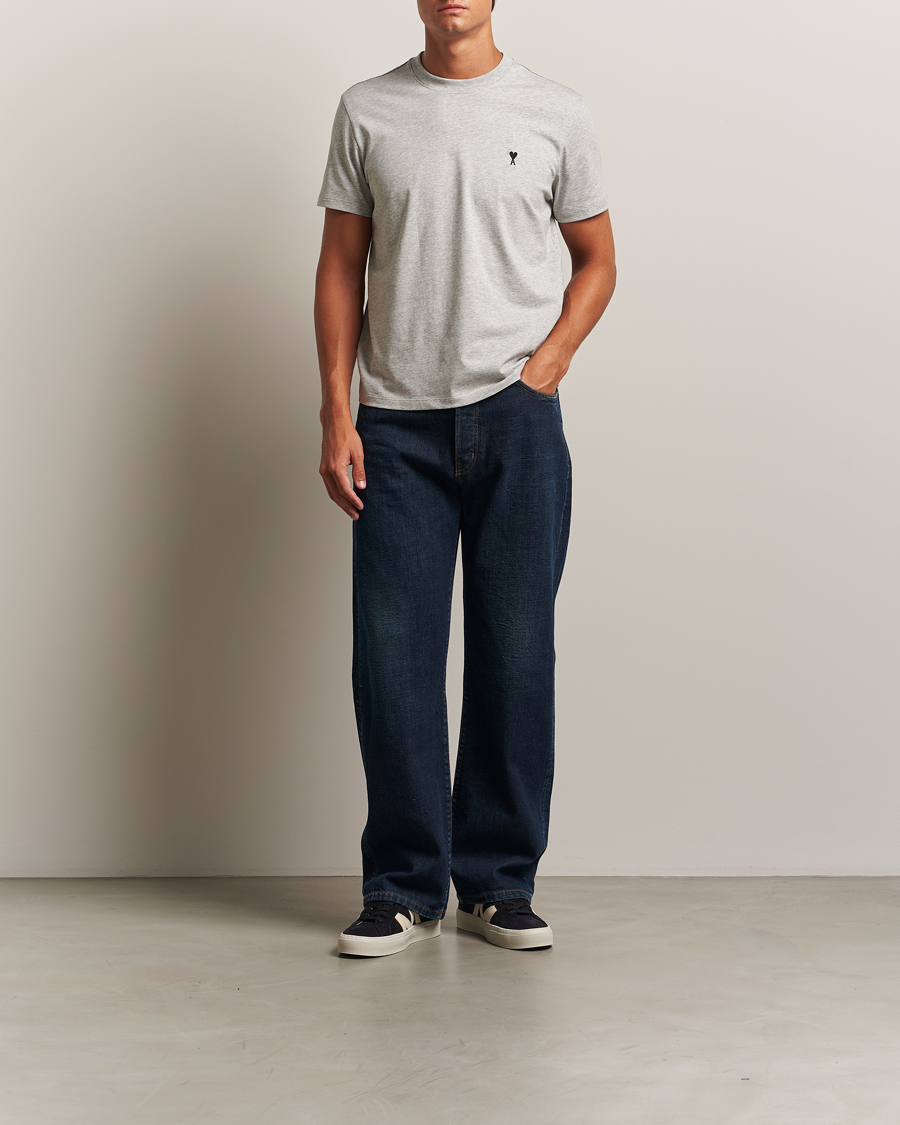 Heren | T-shirts | AMI | Black Heart Logo T-Shirt Grey Heather