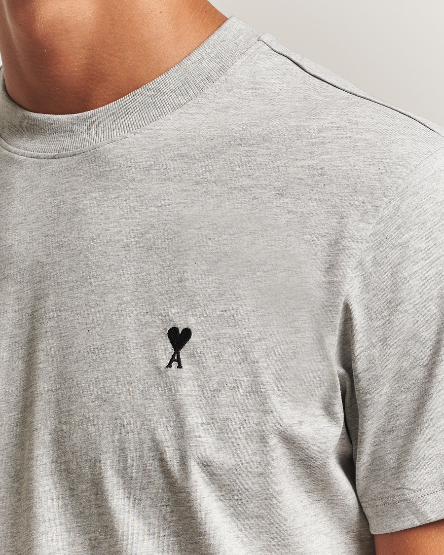 Heren | T-shirts | AMI | Black Heart Logo T-Shirt Grey Heather