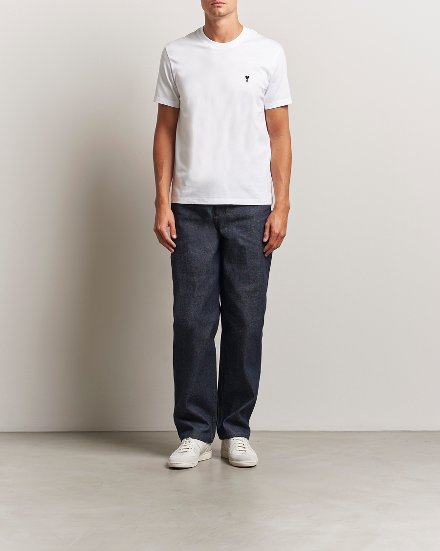 Heren | T-shirts | AMI | Contrast Heart Logo T-Shirt White