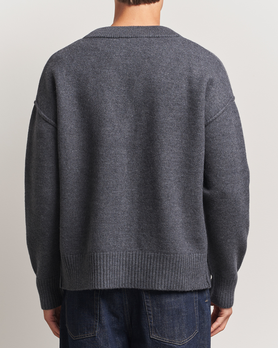 Homme | Pulls Et Tricots | AMI | Big Heart Logo Wool Knitted Cardigan Dark Grey
