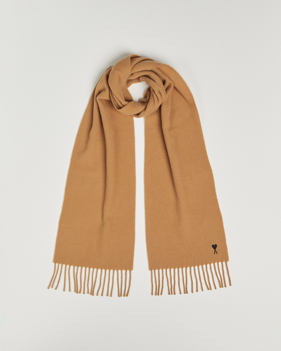 Heren | AMI Heart Logo Scarf Camel | AMI | Heart Logo Scarf Camel
