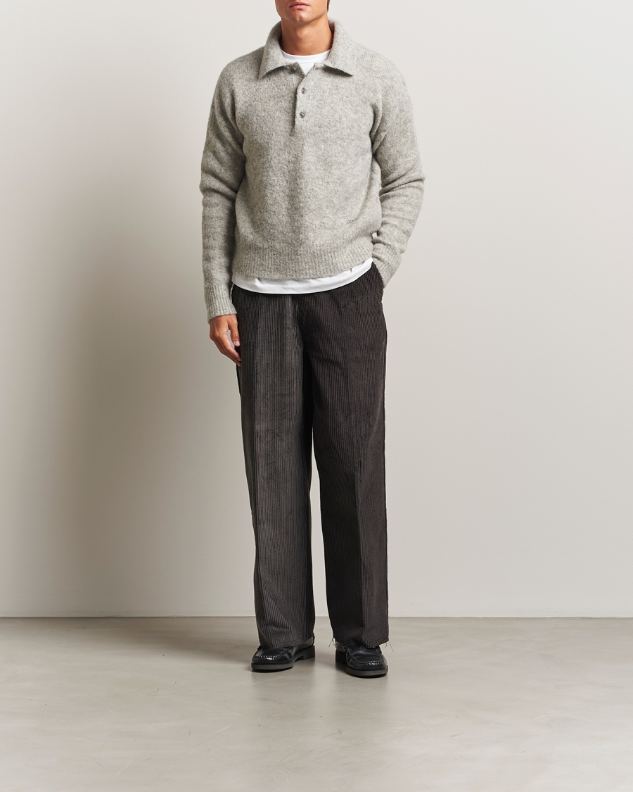 Homme | Pulls Et Tricots | AMI | Signature Alpaca Knitted Polo Light Grey Melange