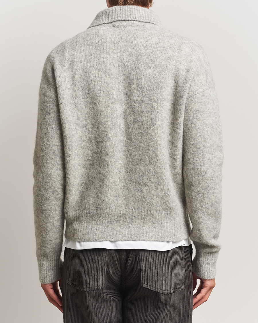 Homme | Pulls Et Tricots | AMI | Signature Alpaca Knitted Polo Light Grey Melange