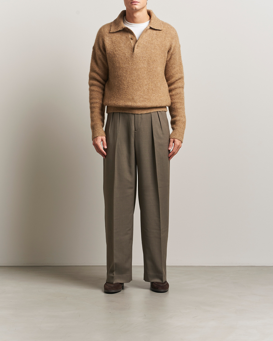 Heren | Truien | AMI | Signature Alpaca Knitted Polo Camel