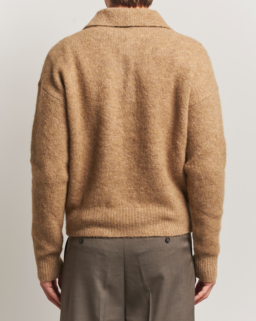Heren | Truien | AMI | Signature Alpaca Knitted Polo Camel