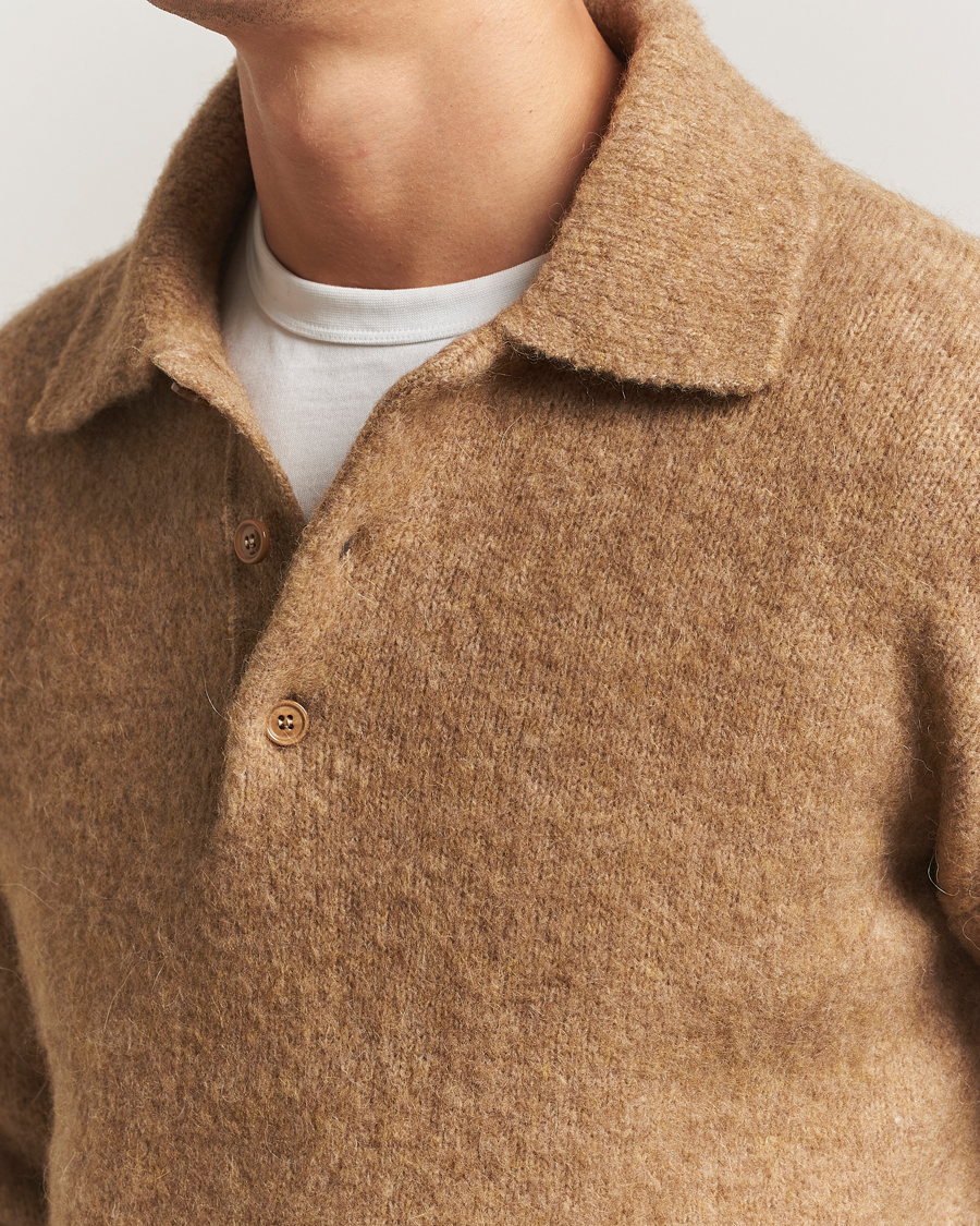 Heren | Truien | AMI | Signature Alpaca Knitted Polo Camel
