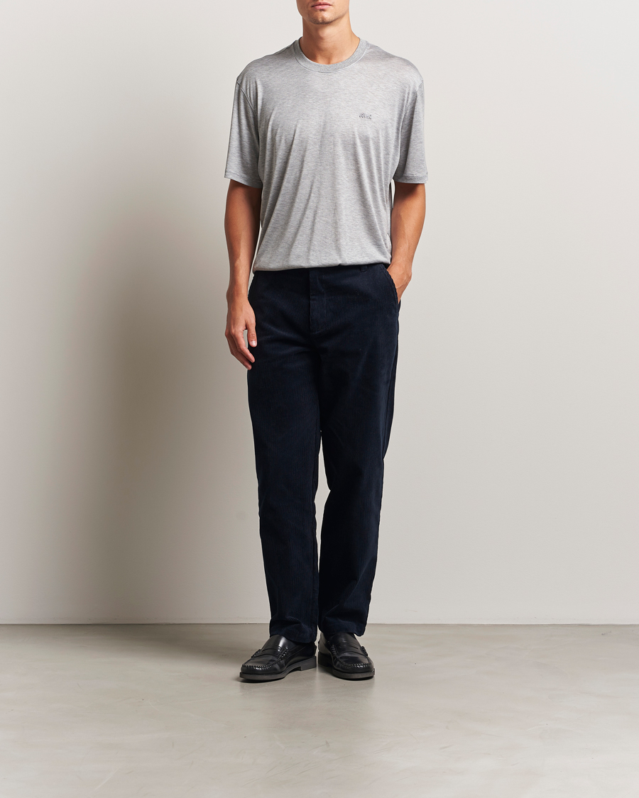 Homme | T-shirts | AMI | Signature Logo Mercerized T-Shirt Light Grey Melange