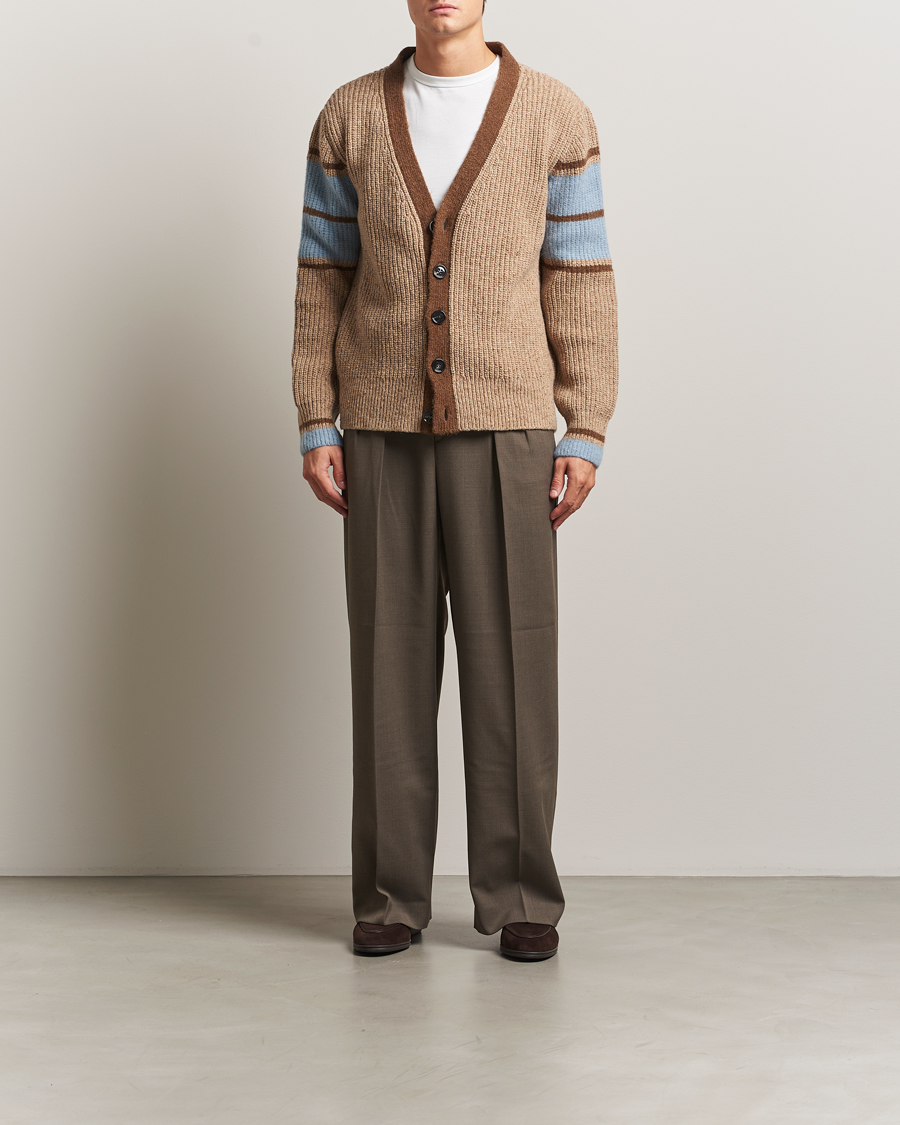 Heren | Truien | AMI | Ribbed Wool Knitted Cardigan Camel