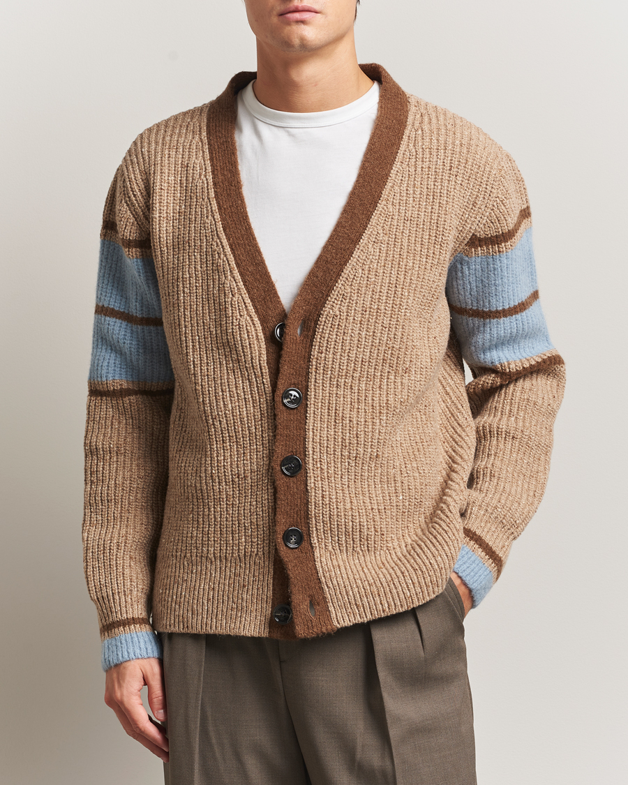 Heren | Truien | AMI | Ribbed Wool Knitted Cardigan Camel