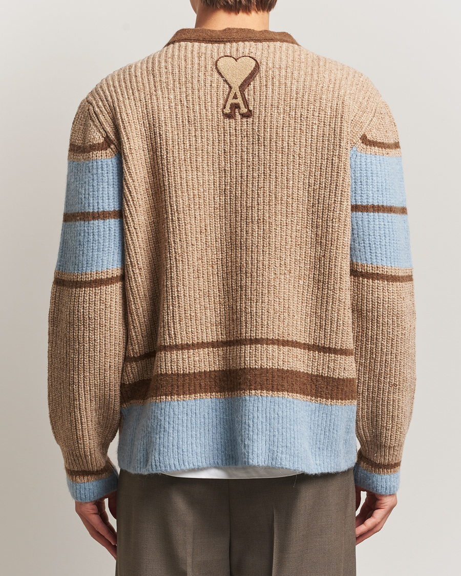 Heren | Truien | AMI | Ribbed Wool Knitted Cardigan Camel