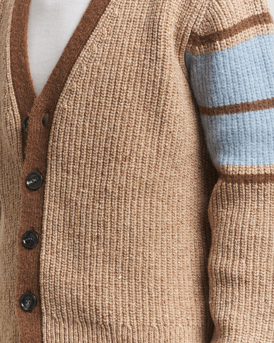Heren | Truien | AMI | Ribbed Wool Knitted Cardigan Camel