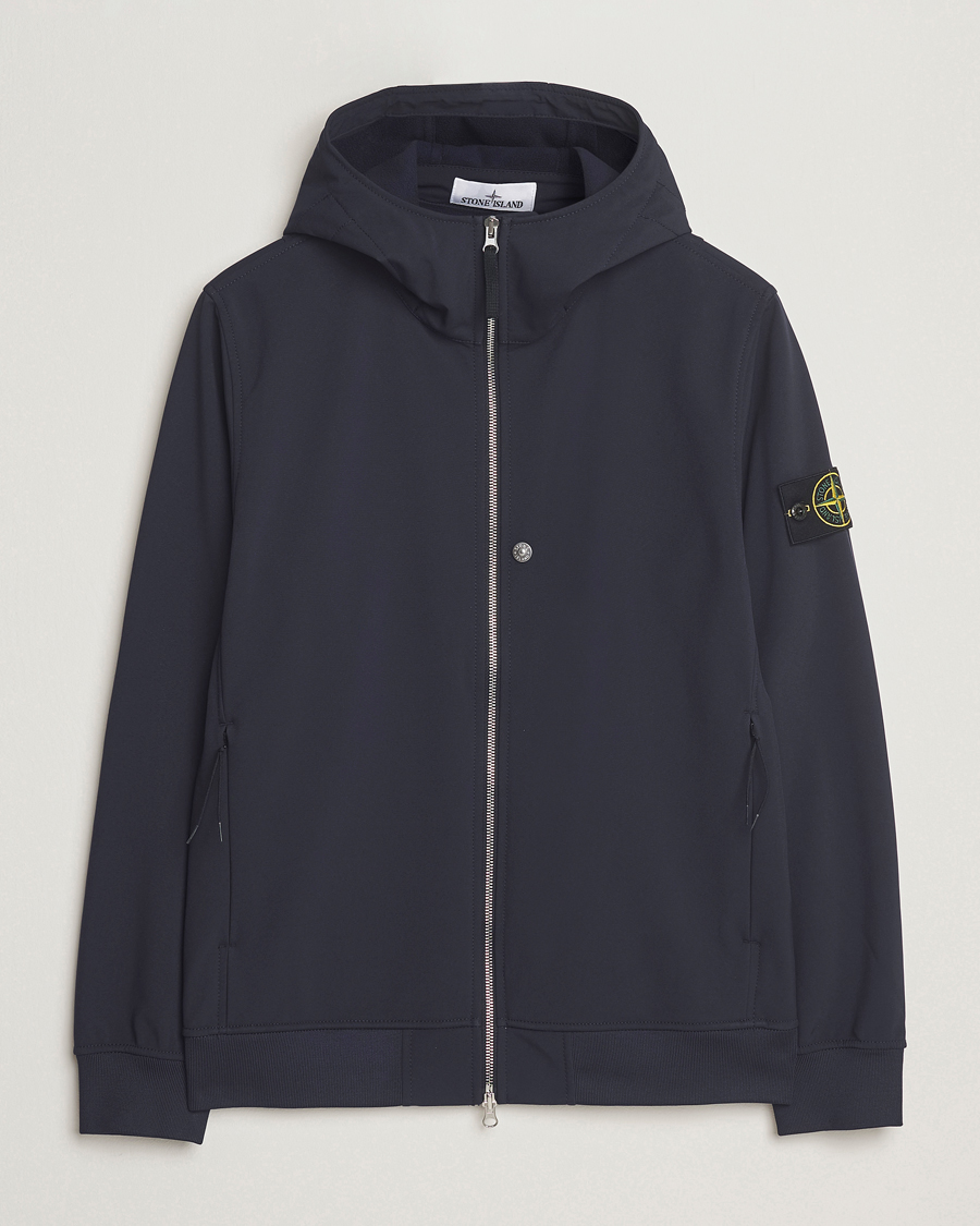 Homme | Manteaux Et Vestes | Stone Island | Soft Shell Re-Dyed Lined Hood Jacket Navy