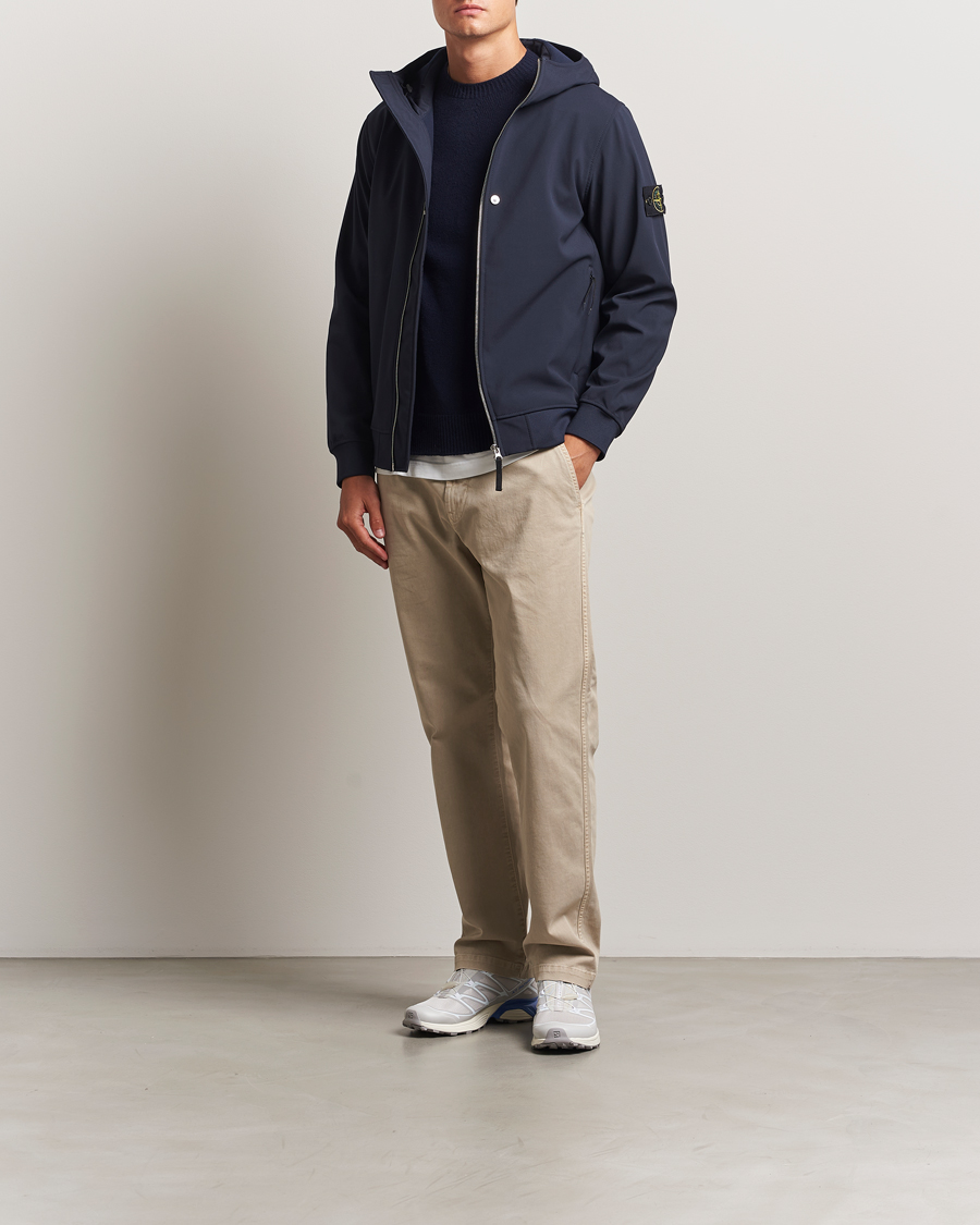 Homme | Manteaux Et Vestes | Stone Island | Soft Shell Re-Dyed Lined Hood Jacket Navy